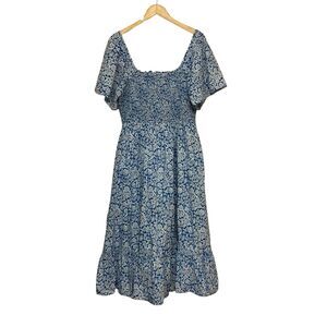 Pink City Prints Lolita Midi Dress Blue Tulip Size: